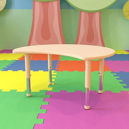 Miniatura 2 de Flash Furniture Wren - Mesa de actividades ajustable de plástico natural de 25.125 pulgadas de ancho x 35.5 pulgadas de largo