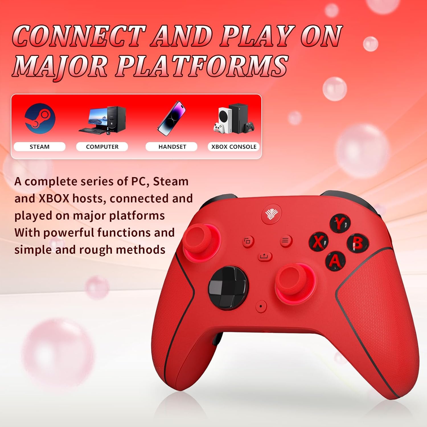 SZDILONG 2.4GHz Wireless Controller for Xbox Controller, Xbox One Series X|S Consoles, PC Windows, Steam, with 7 Colors RGB Light/1000mAh Battery/Programmable/Turbo, Dual Vibration/3.5mm Audio Jack (RED)