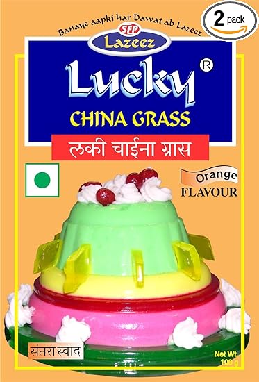 Lucky China Grass (Orange Flavour) 100g. [Pack of 2]