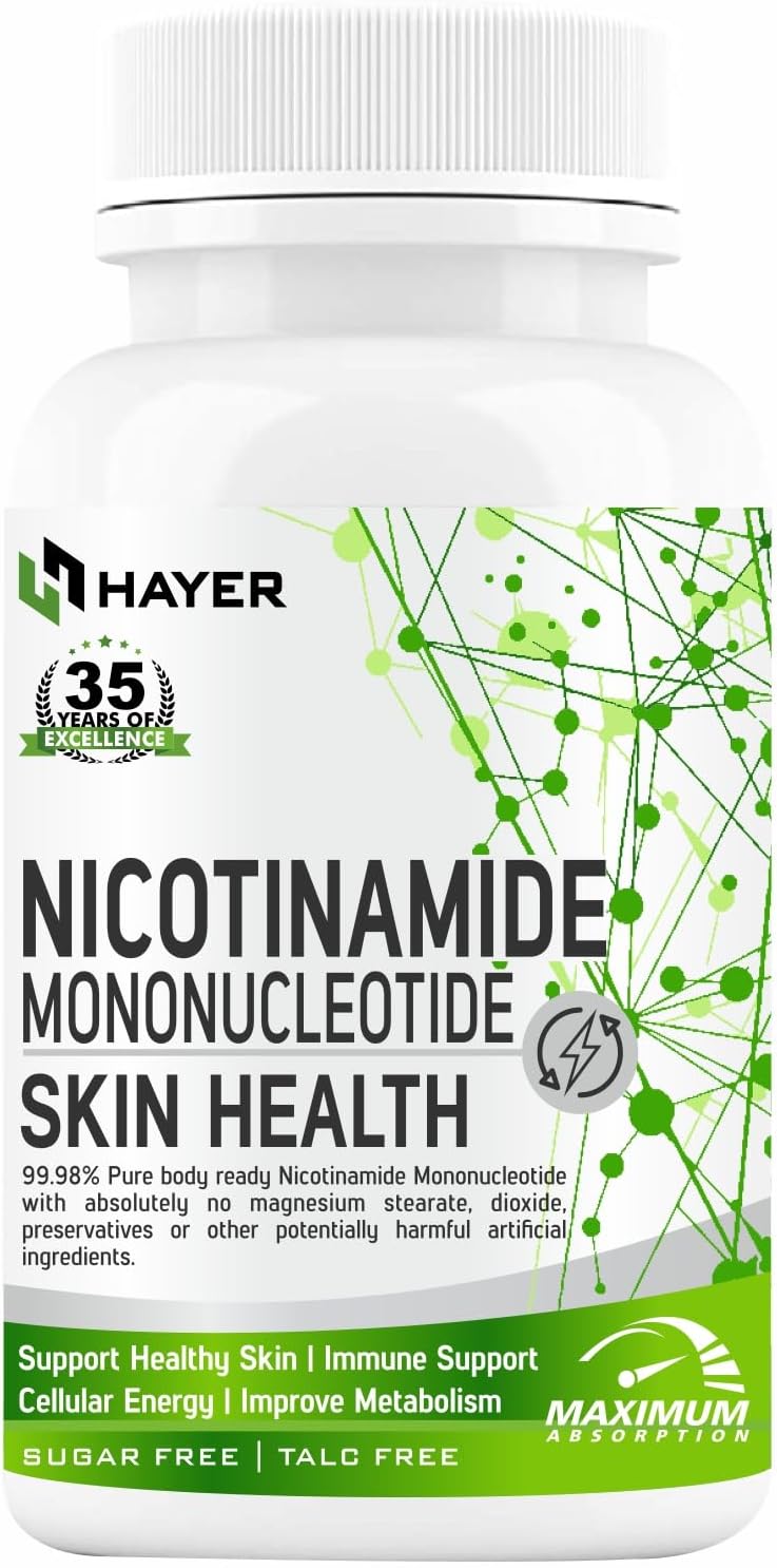 HAYER NMN Supplements With Trans Resveratrol Supplement, 99.98% Highly Purified and Bioavailable To Support Cellular Energy Metabolism, Boosting NAD Plus-30 Tablets