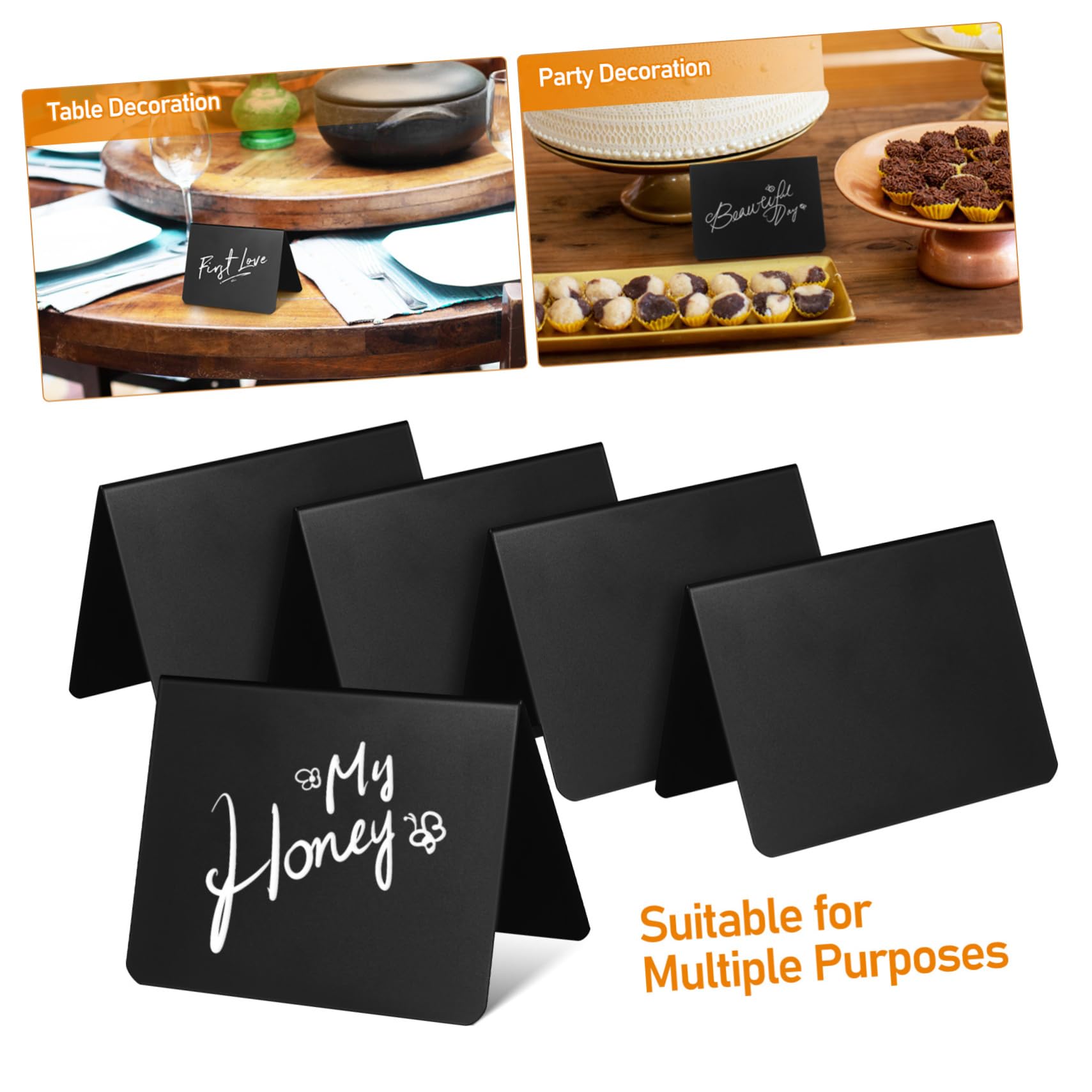 SHINEOFI 4 Sätze Blackboard + A-typ + Stift + Reinigungsstoff Tafel Mit Küchennotizen Tafelschild Für Den Tisch Tuch Mini-boards Tabletop-nachrichtentafel Essen Planke Plastik 20 Stück * 4