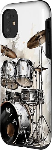 Miniatura 2 de Funda para iPhone 11 Vintage Drum Set Drawing