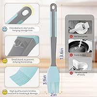 Vista 5 de Cepillo y espátula de silicona para untar – Extra largo, resistente al calor, para hornear, raspar, mezclar, barbacoa, parrilla, cocina, cocina