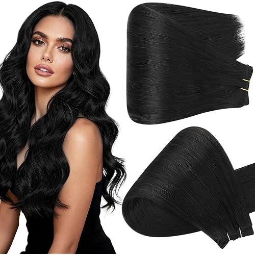Full Shine 28 Inch Weft Hair Extensions Human Hair 180G Color 1 Jet Black