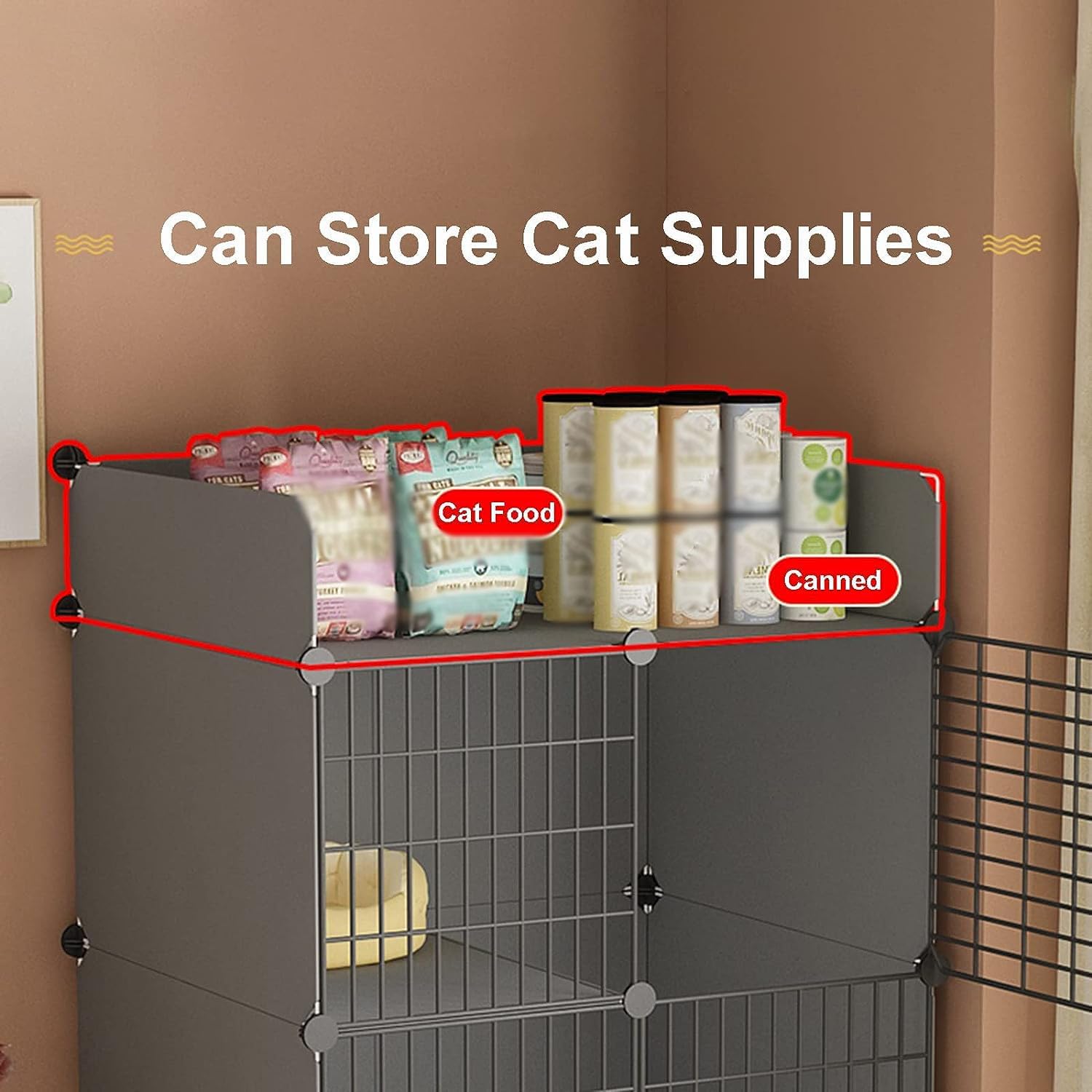 Collapsible Indoor Cat Cage with Litter Box - 2-Tier Large DIY Pet Playpen for Kittens, Easy Assembly, Comfort & Exercise, Ideal for Cats & Small Pets