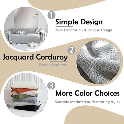 Miniatura 80 de HANDONTIME fundas de sofá beige para sofá, fundas boho de jacquard y corduroy para perros, funda de sofá de felpilla para perros, protector suave