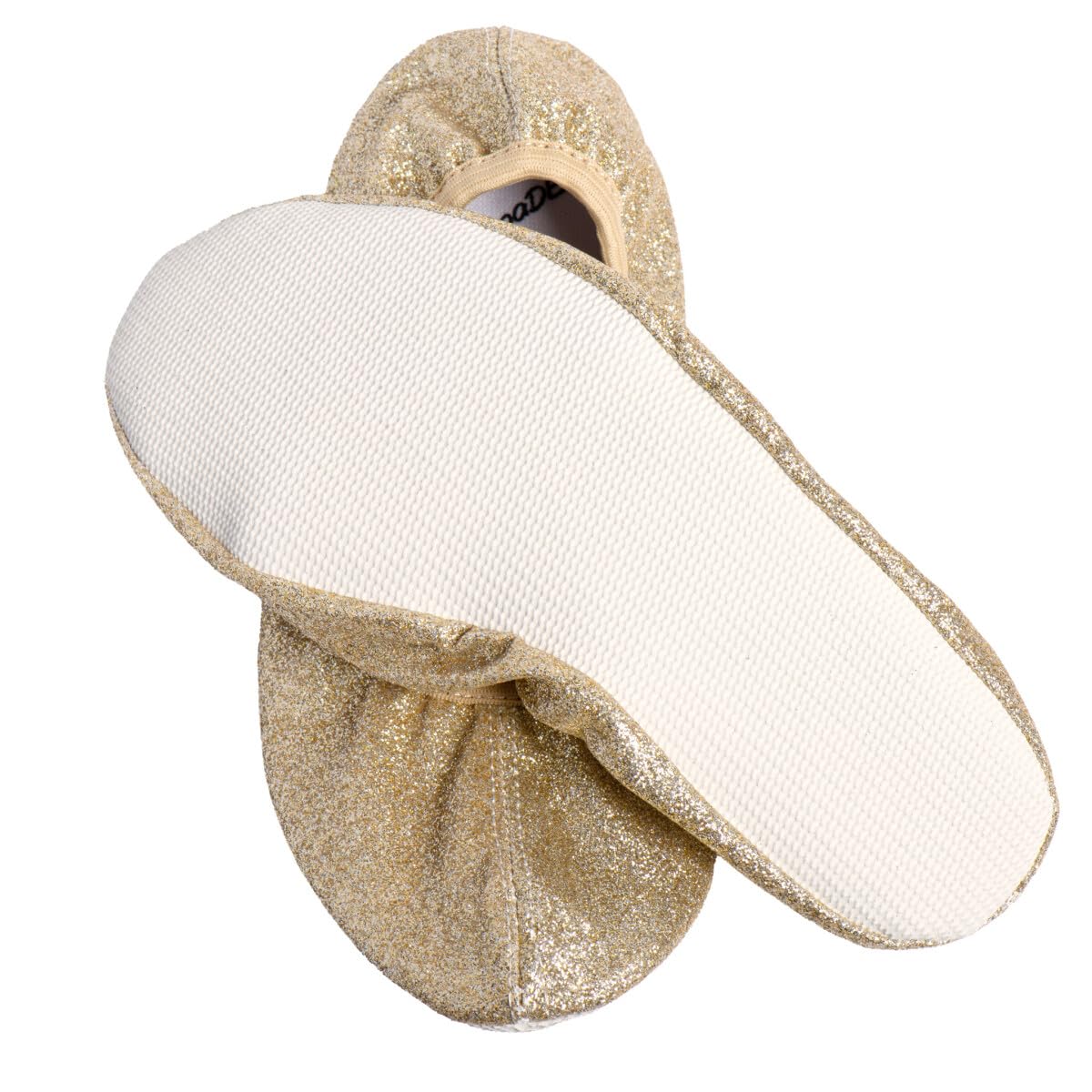 Chaussures de Gymnastique Chaussons de Danse Ballerines pour Femmes Hommes Filles garçons avec Semelle en Caoutchouc avec Paillettes