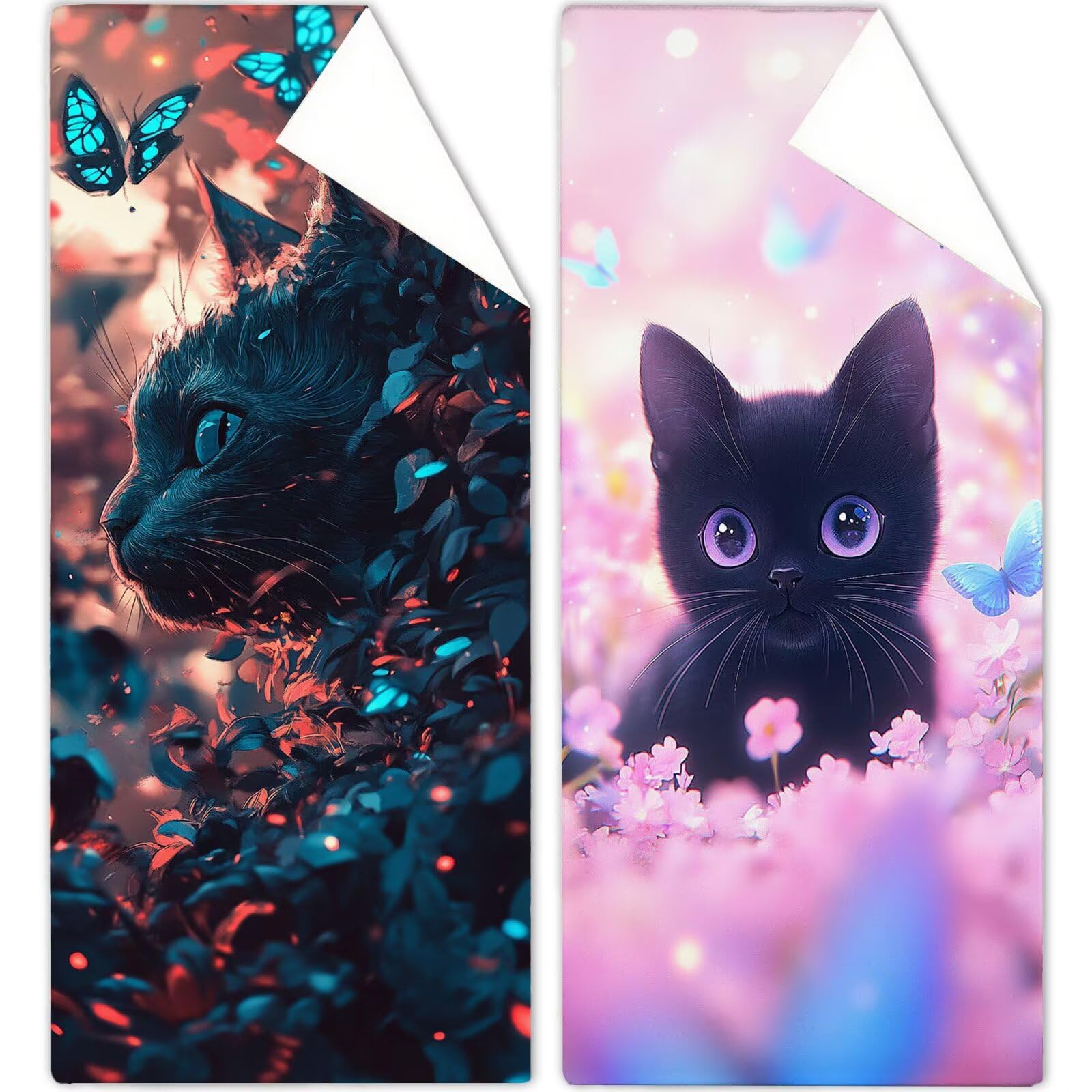 Ręcznik plażowy z mikrofibry 220 x 100 cm prześcieradło plażowe przeciw piaskowaniu kot ręcznik plażowy XXL kwiatowy ręcznik plażowy szybkoschnący, miękki i bardzo chłonny, szybkoschnący do podróży
