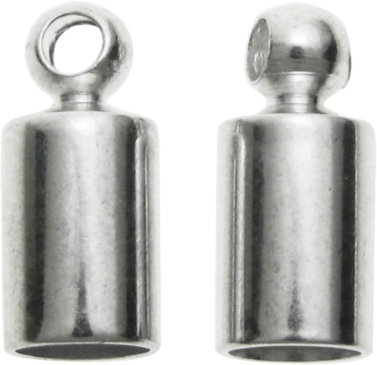 Dreambell 20 pcs Silver Plated Metal 3mm Leather Cord End Cap Bead with Loop/Findings/Bright
