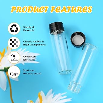 100 Pack 5ml Clear Glass Vials with Lids Small Screw Caps Liquid Bottle