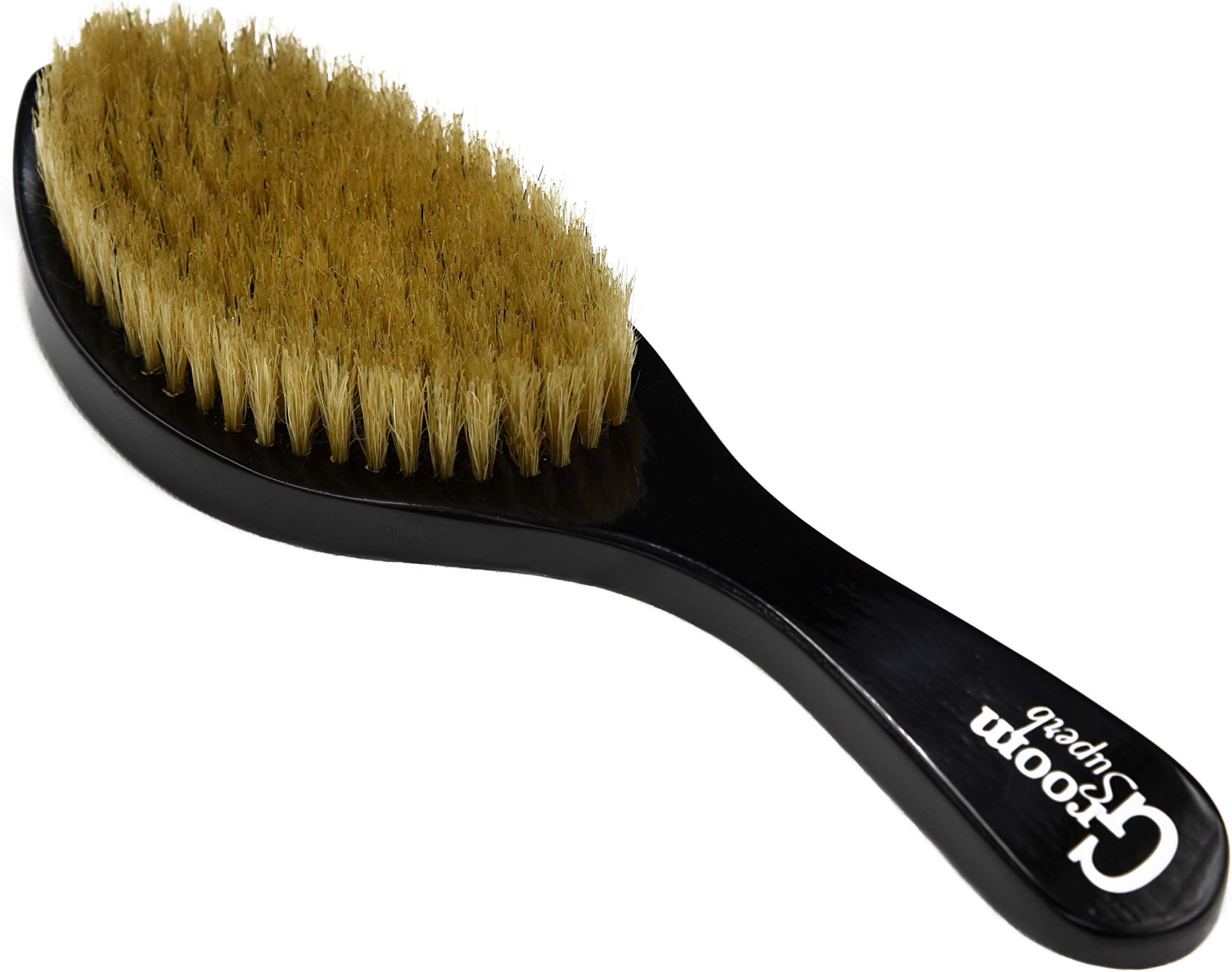 Groom Superb Wave Brush - Medium Curve Wave Brush- 100% Natural Boar Bristles- 360 Wave Brush - Perfect for Wolfing and Beard Grooming - #1 Brush for Training your Waves under your Durag