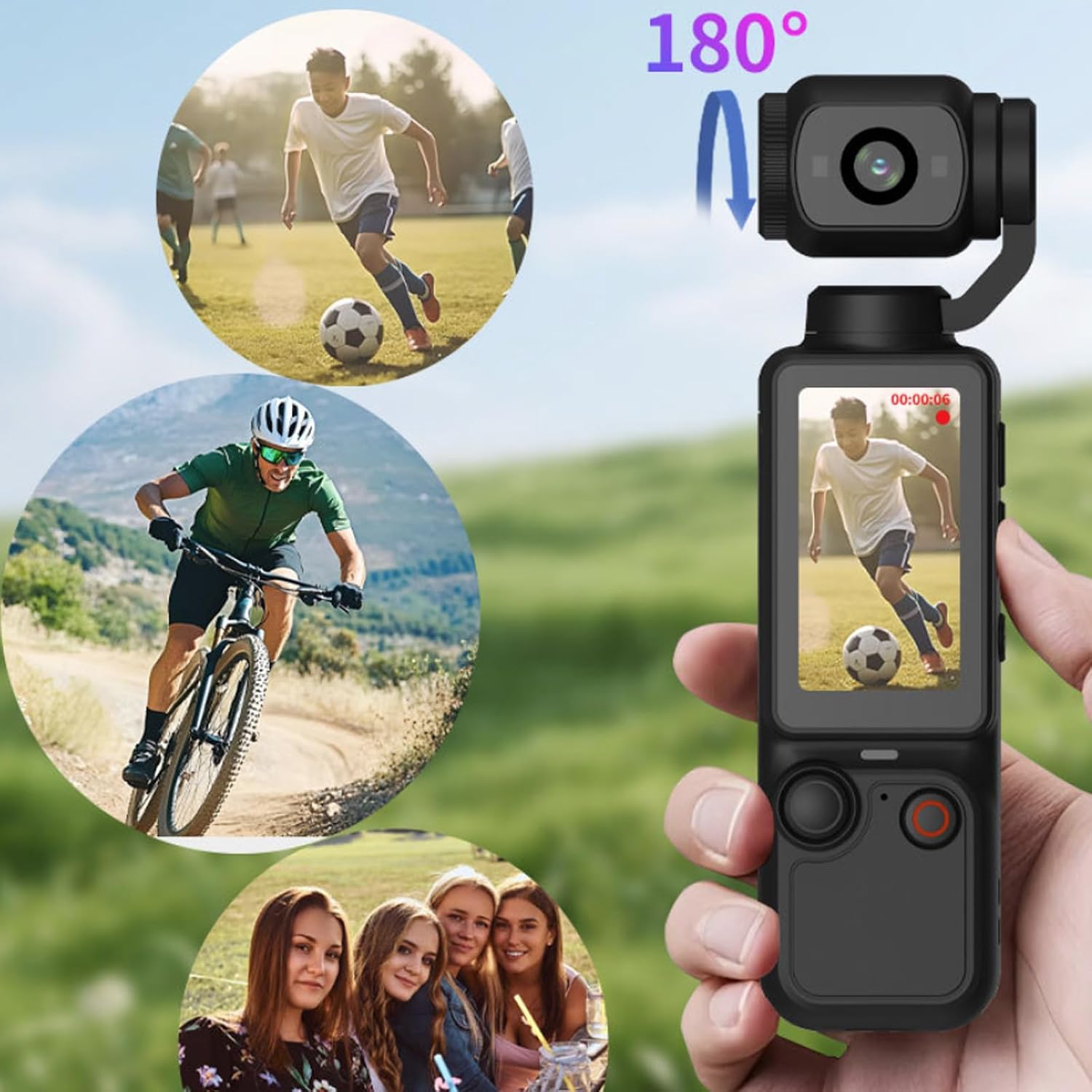 Lightweight Portable Adventure Camera with 1080P Resolution and Adjustable Lens Perfect for Travel and Everyday Use Cycling Camera