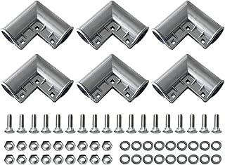 VIVIDA Chain Link Gate Corner, 1-3/8" x 1-3/8" Gate Corner 90 Degree Gate Elbow, Aluminum Chain Link Fence Gate Corner, Chain Link Fence Fittings, Bolts & Nuts Included, 6 Pack