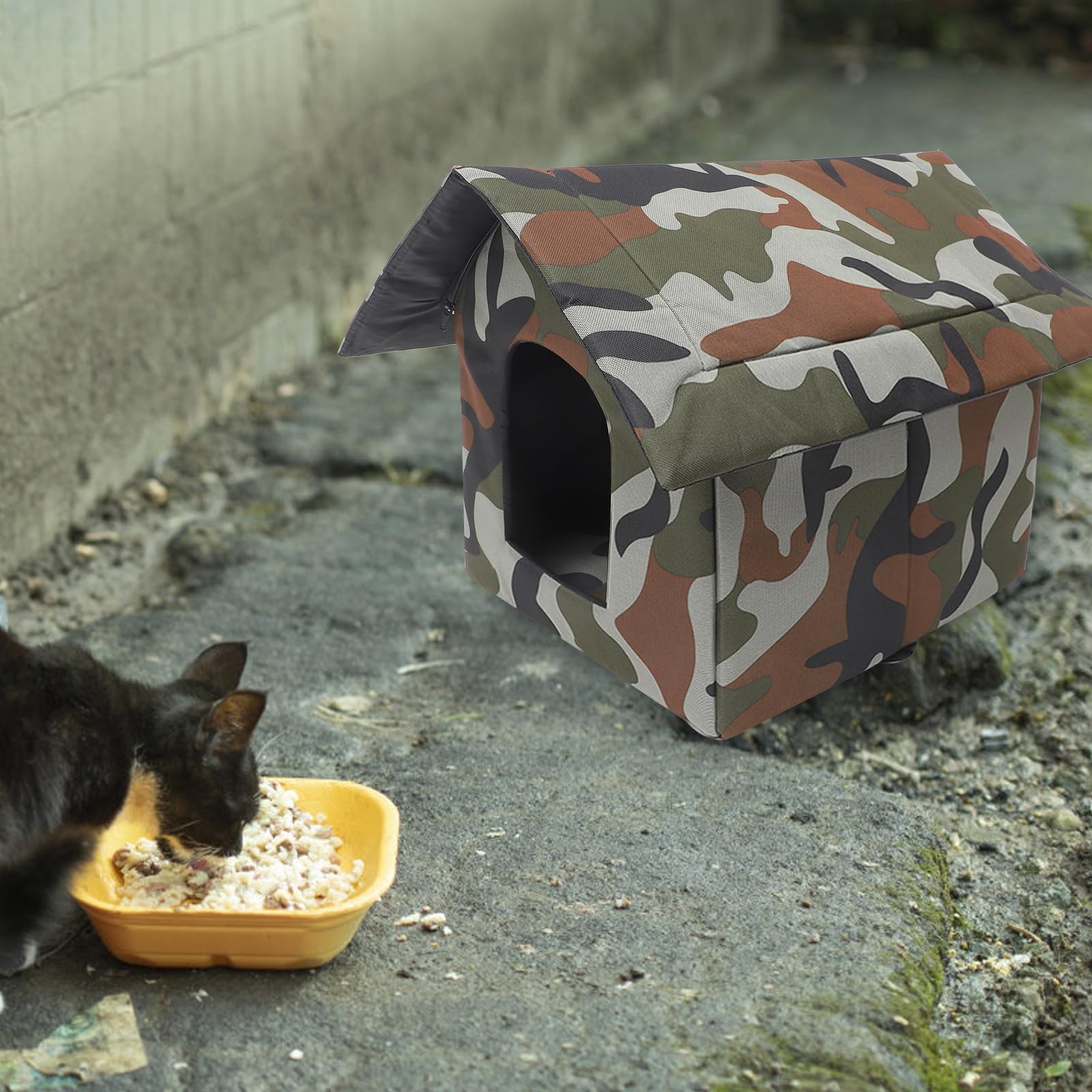 Casetta Gatti da Esterno Isolata, Rifugio per Inverno | Riparo per Esterni, Struttura a Forma di Casa, Stile Semplice, Adatta a Gatto e Pet