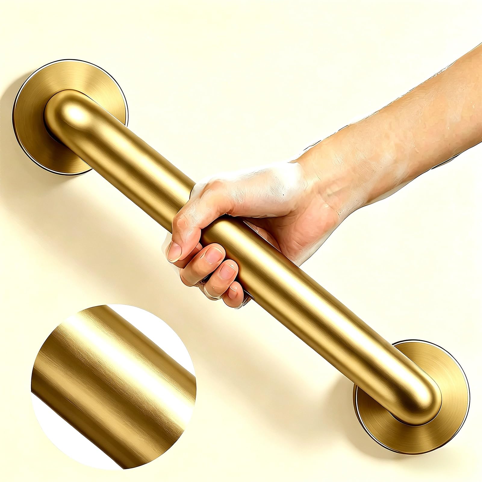 Barra De Agarre De Seguridad Para Bañera, Barra De Agarre De Baño Dorada, Pasamanos Antideslizante De Acero Inoxidable Para Duchas, Asidero Para Discapacitados(100cm)