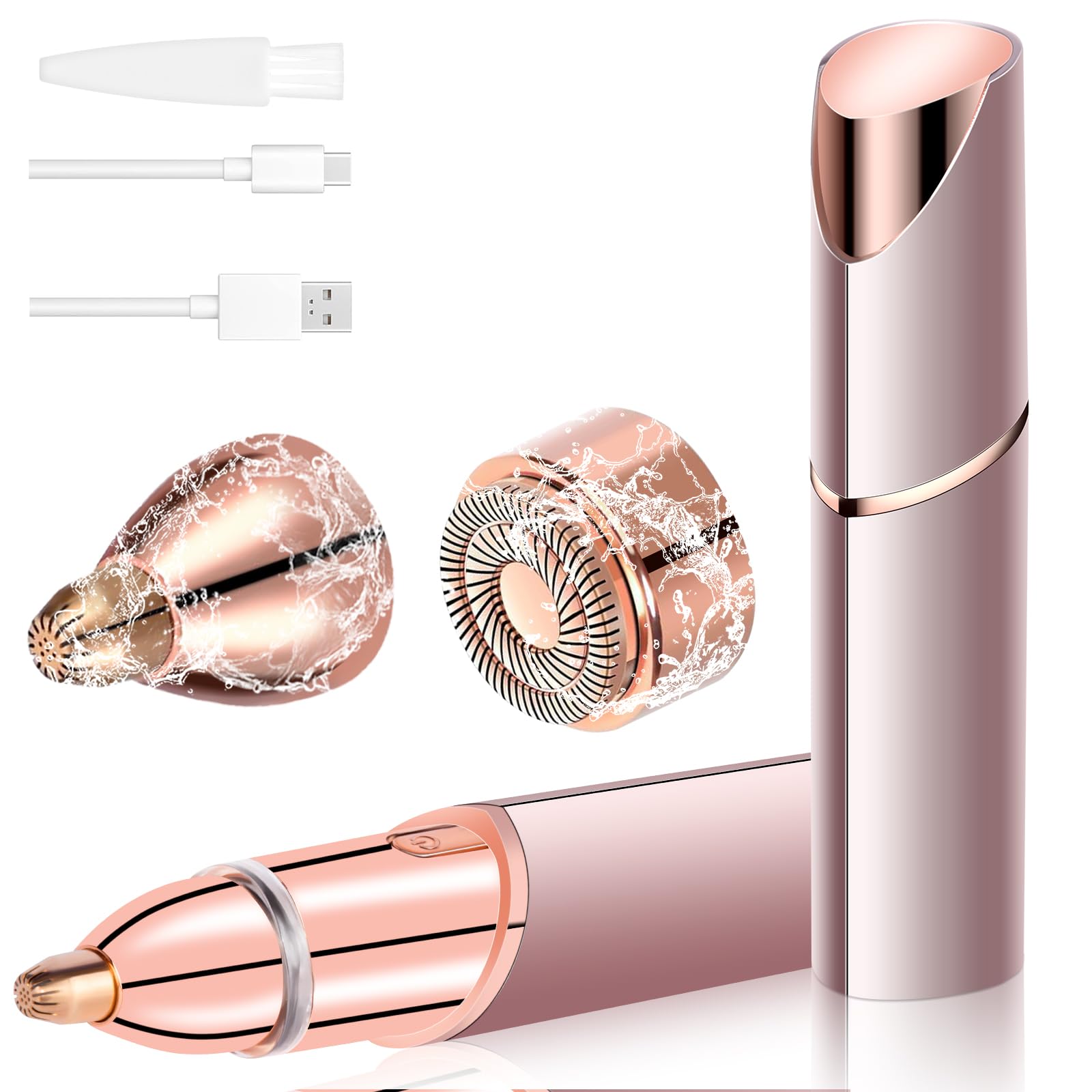 Flawless Women's Facial Epilator with LED Light, Painless Portable and Rechargeable, Facial Hair Remover for Lips, Eyebrows, Nose, Chin, Bikini and Underarms, with 2 Replacement Heads and 1-image-30