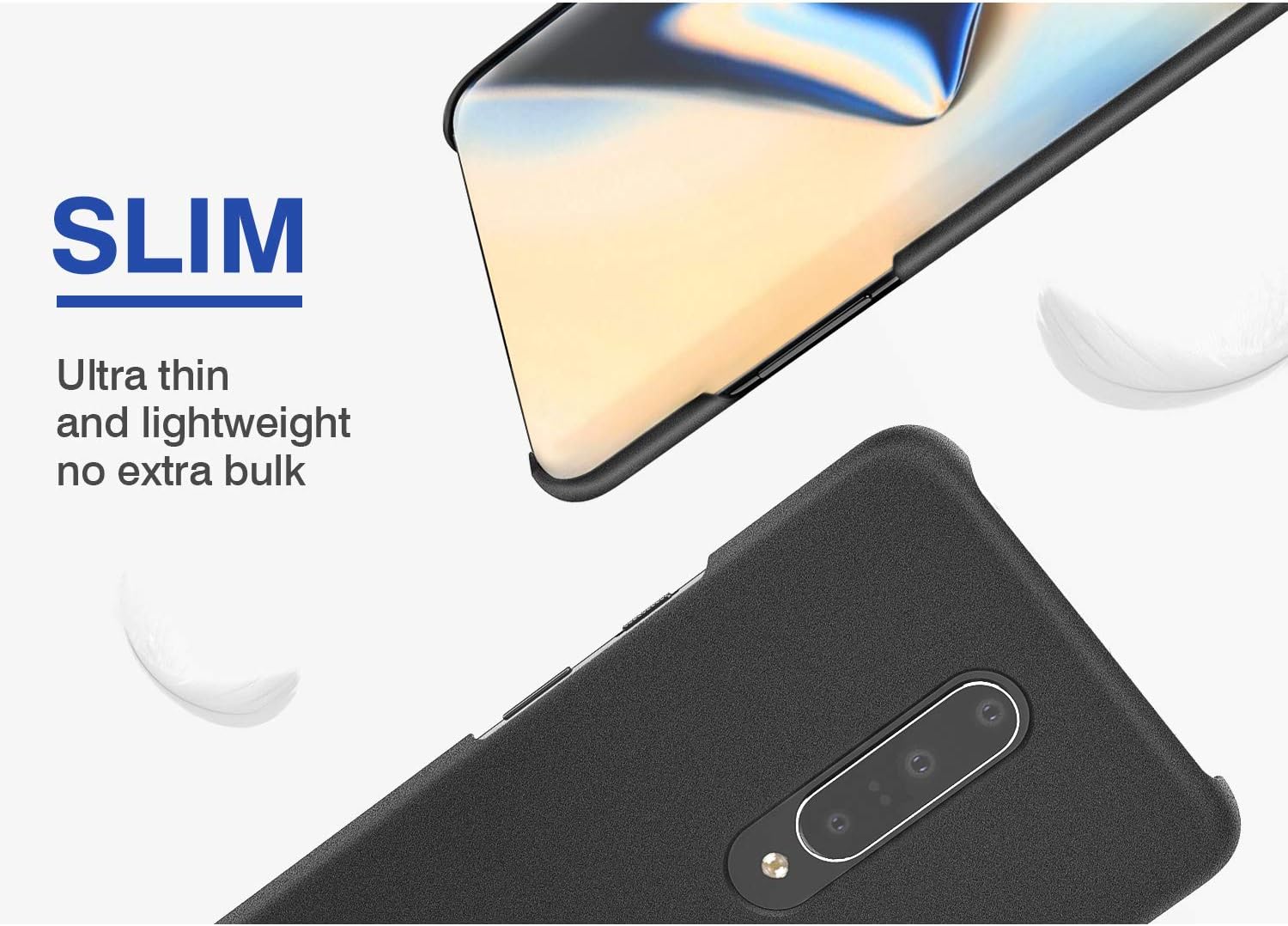 MoKo Compatible with Oneplus 7 Pro Case, Lightweight Slim Shockproof Protective Cover Rugged PC Material Phone Case with Sandstone Craft Surface Fit with Oneplus 7 Pro - Black