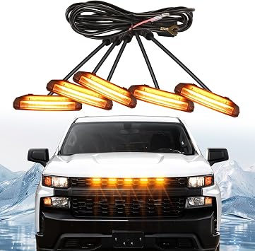 Front Grille Lights for 2019-2021 Chevy Silverado 1500 Raptor Lights Amber