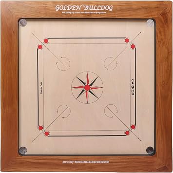 KD Golden Carrom Board Antique Indoor Board Game المعتمدة من قبل اتحاد Carrom في الهند و Maharashtra Carrom Association 20mm، Bulldog