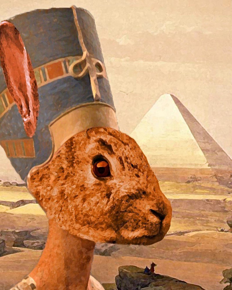 Egyptian queen NEFERTITI Pharaoh BUNNY Rabbit portrait