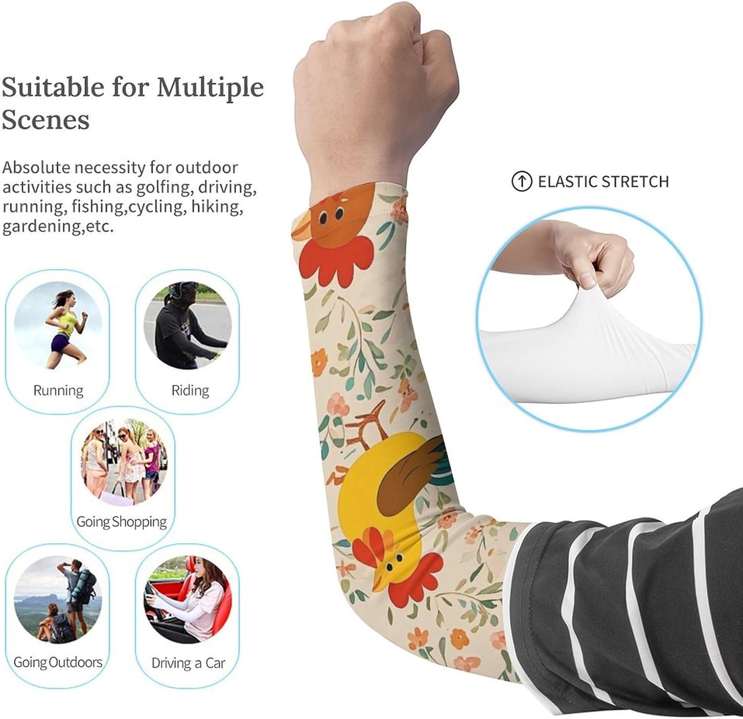 UV Sun Protection Cooling Arm Sleeves XX-Large (xx_l), Compression, Soft | Cute Rooster And Chick Arm Covers for Sport, Breathable, Tattoo Cover Up, Portable Arm Brace for Women Men