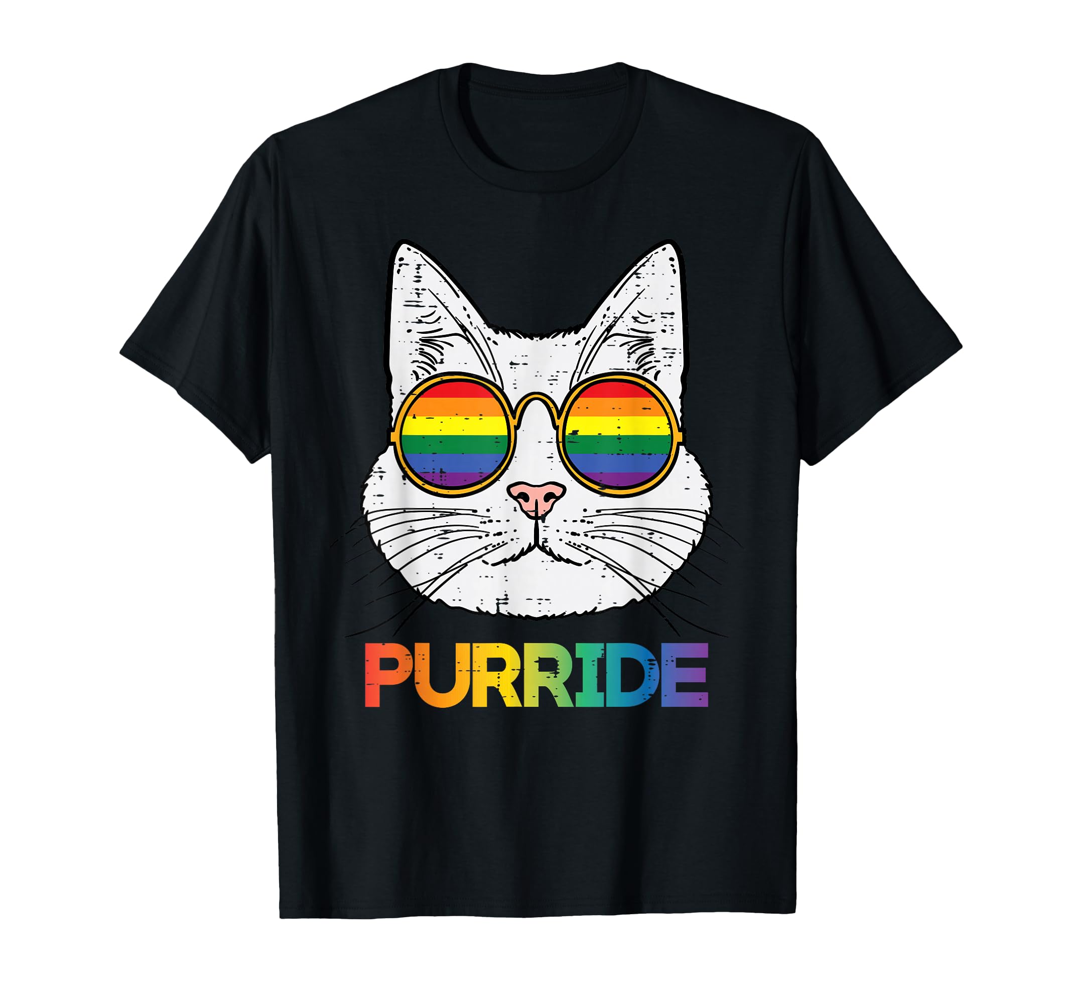 Gay Cat Purride Pet Pride Rainbow Flag Lgbt Men Women Kids T-Shirt