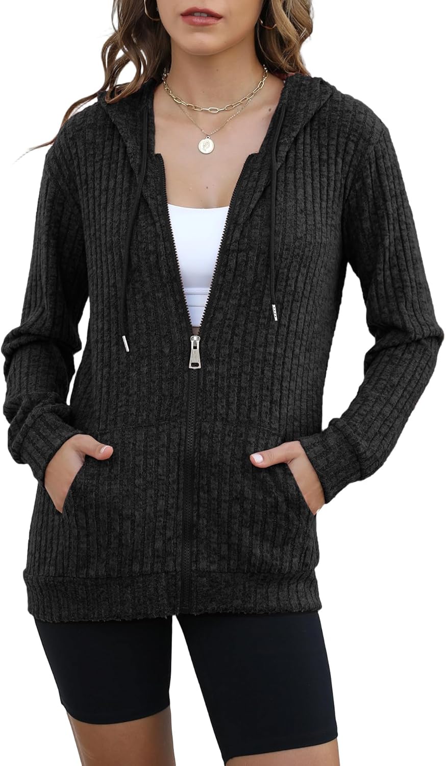 JomeDesign Sweaters for Women Long Sleeve Sweatshirt Fashion Hoodies Zip Up Loose Casual Fall Tops S-XXL - Image 4