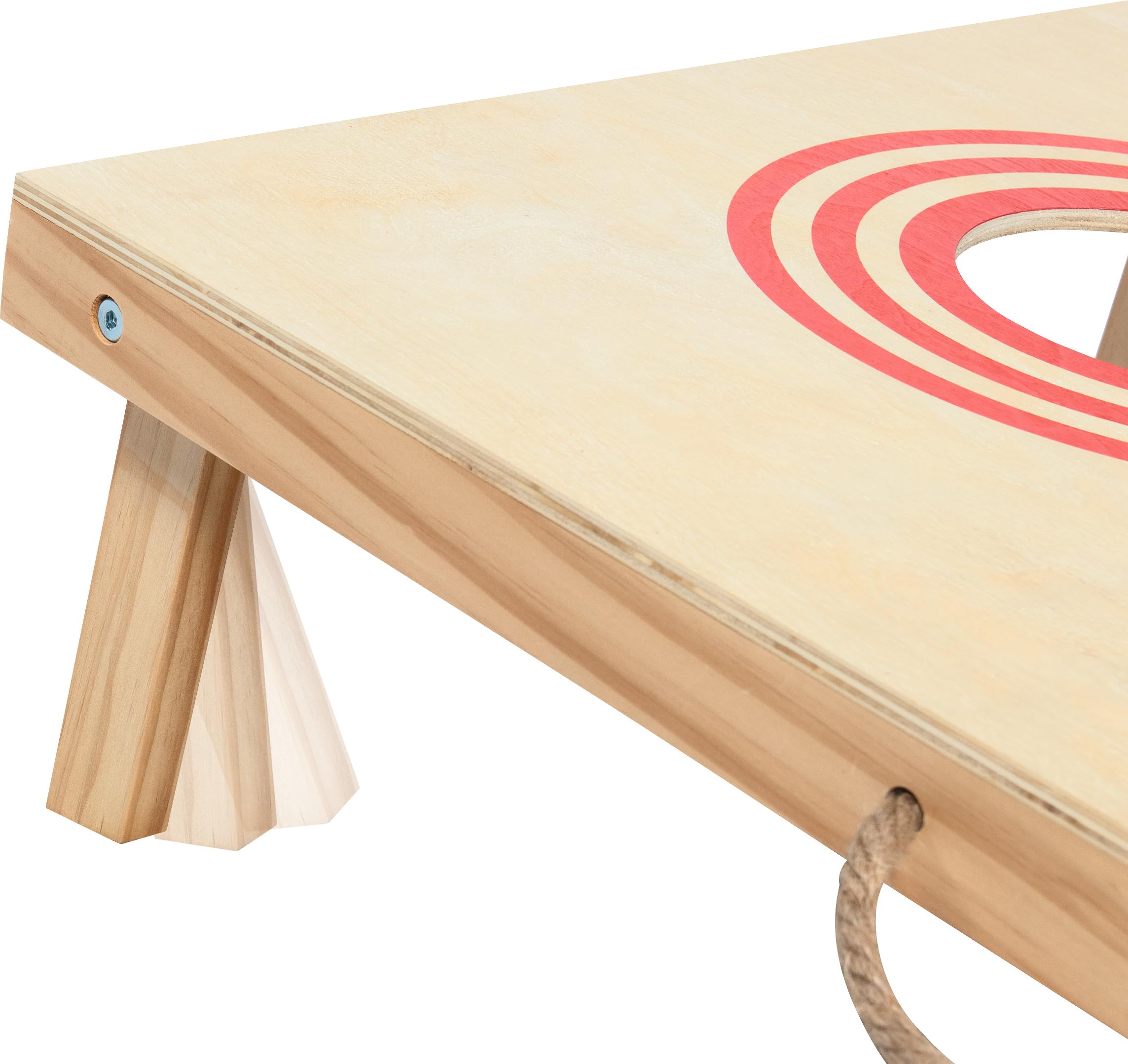 goki 56329 - Cornhole-Spiel Wurfspiel aus Holz und Baumwolle, mobiles Familienspiel mit 8 Wurfsäcken in 2 Farben, einklappbaren Füßen und Transportbeutel, Indoor und Outdoor, 10er Set, ab 5 Jahre