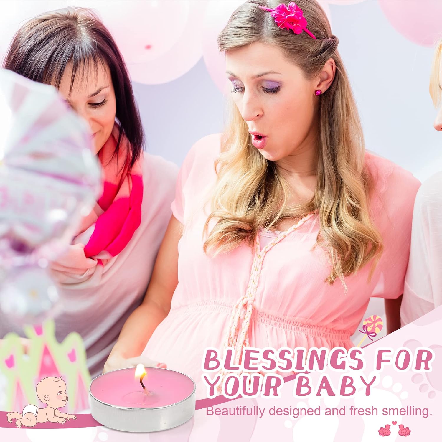 Geosar 50 Sets Baby Shower Party Favors,Pink