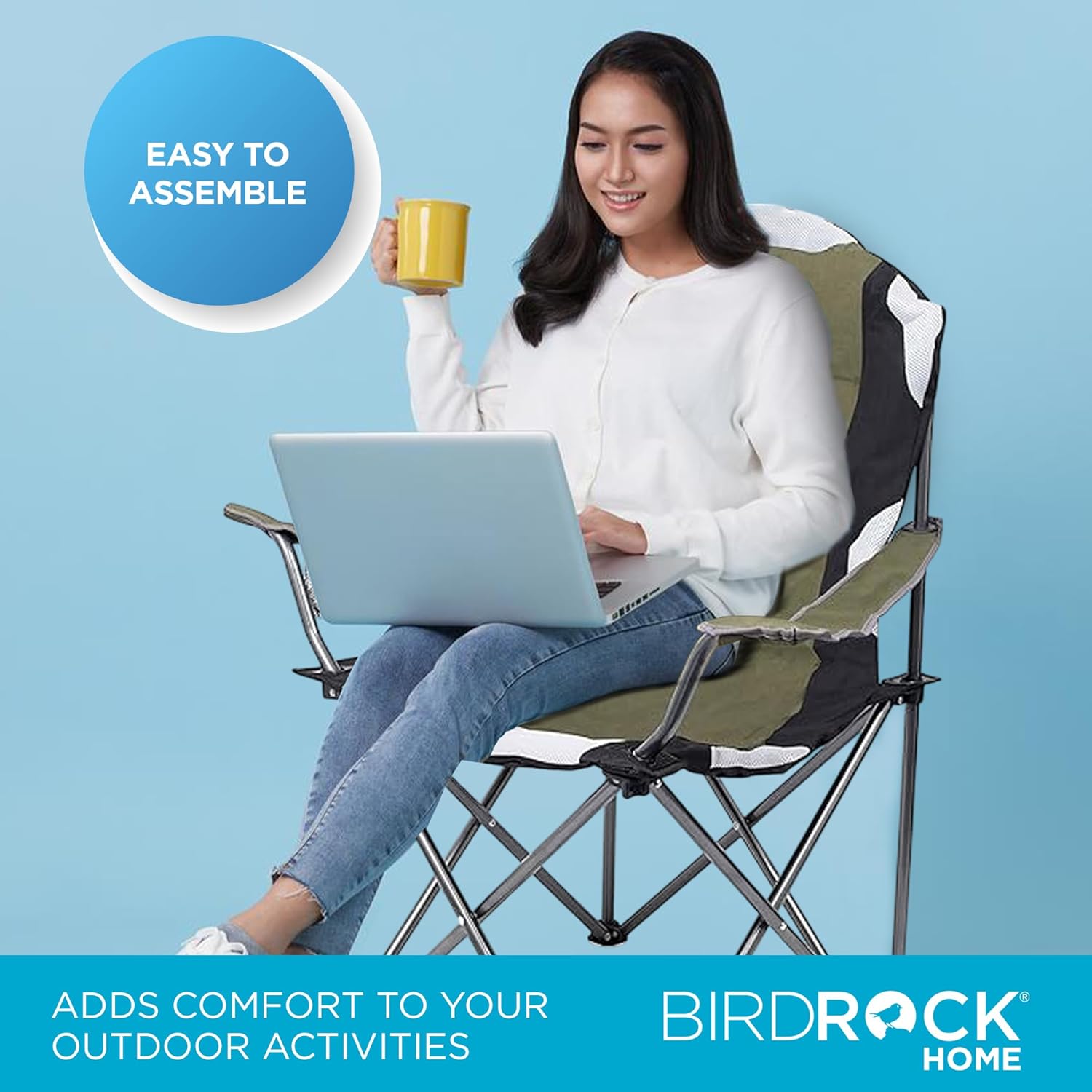 Internet's Best Padded Camping Folding Chair | Outdoor | Green | Sports | Cup Holder | Comfortable | Carry Bag | Beach | Quad