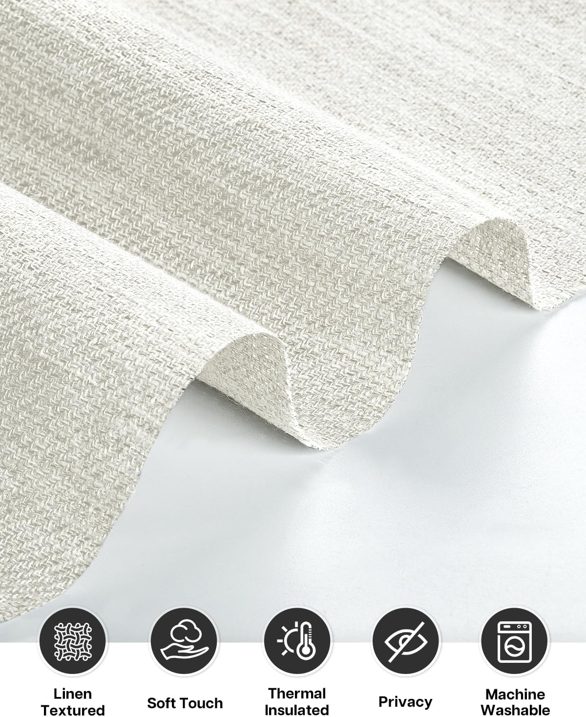 lazblinds tie up curtains, linen privacy thermal insulated balloon roman shade bathroom window curtain, adjustable rod pocket drape for kitchen, living room, bedroom (31" w x 47" l, white) light filtering-white 31"w × 47"l