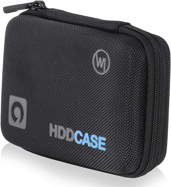 Wicked Chili Hard Case for External Hard Drive and SSD Anti-Shock 2.5 Inch Max. 12.7 x 8.2 x 4 cm with Compartment for Cable SSD Case Compatible with WD Passport Elements Toshiba Canvio Intenso TV USB Stick Case with Accessory Compartment