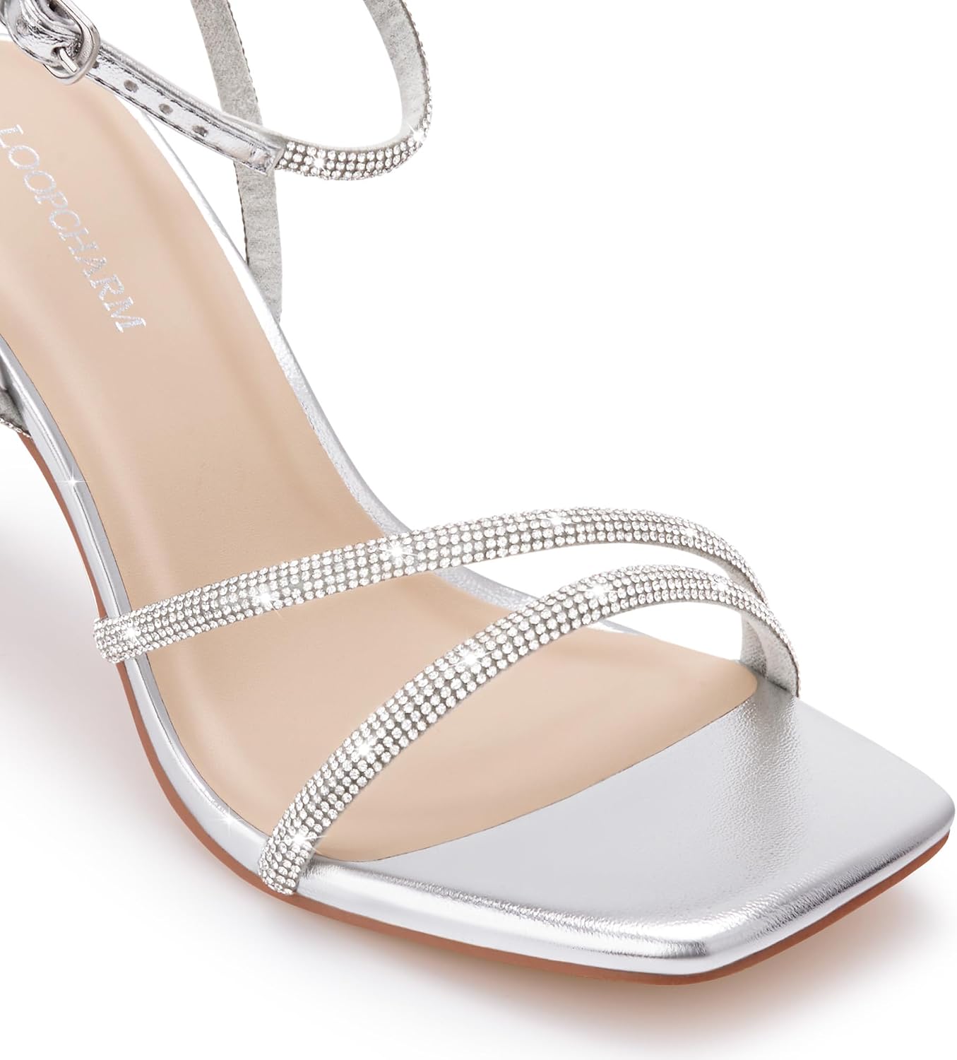 Women's Strappy High Heels Square Open Toe Ankle Strap Sandals image 5