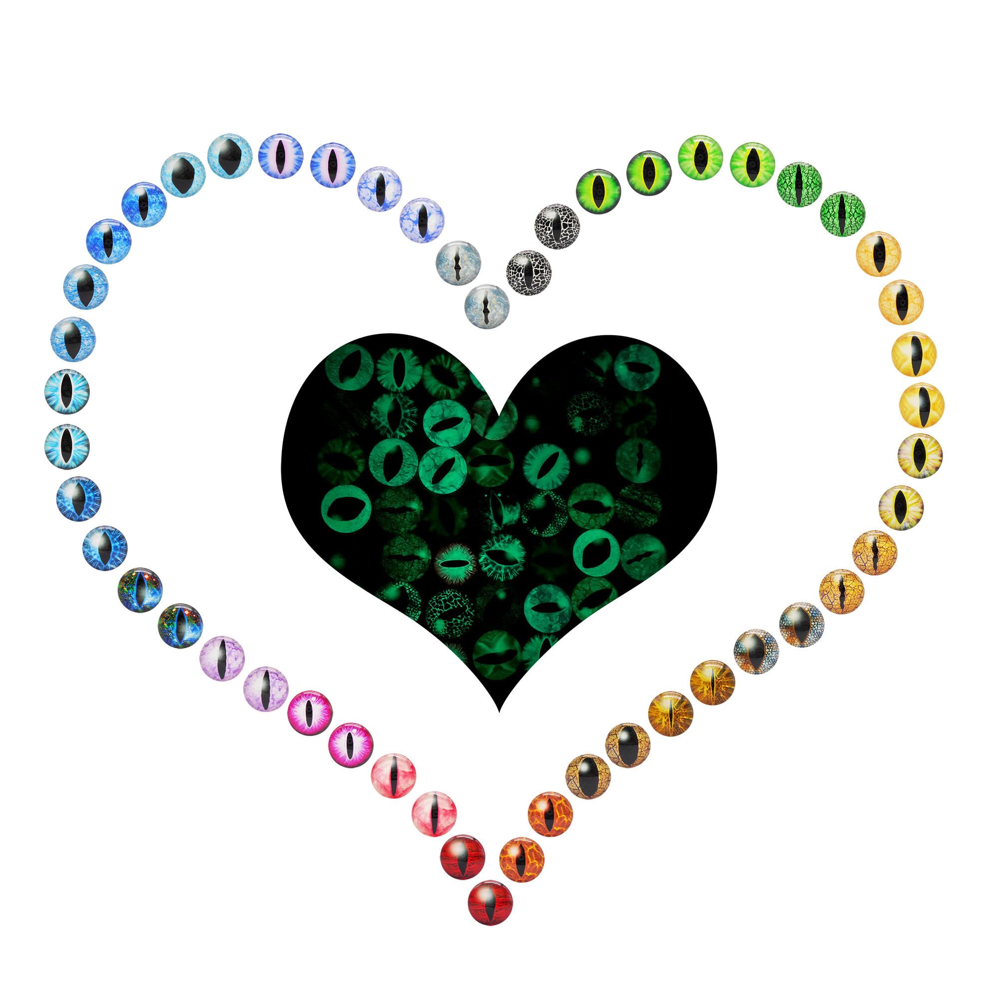 Julie Wang 100PCS 6MM Glow in The Dark Dragon Eyes Animal Vertical Slit Pupil Eye Glass Cabochon for Sculptures Props Jewelry Crafts Making