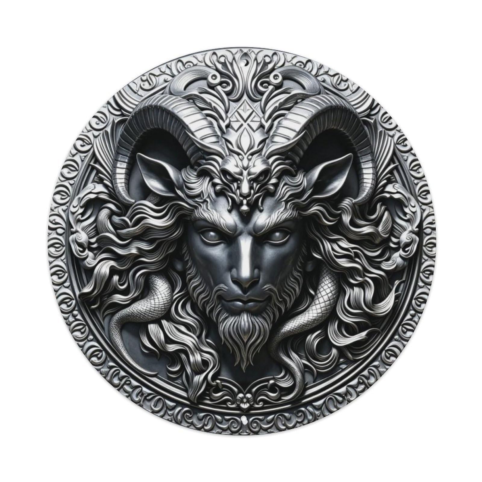 Capricorn Sea Goat Zodiac Head 3D Astrology Metal Tin Sign Plaque