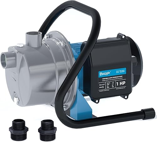 Bomba de pozo poco profundo portátil de 1 HP, pequeña bomba de jardín de transferencia de agua, bomba eléctrica de refuerzo de rociador de 980 GPH,