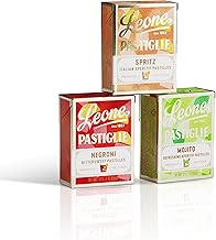 Leone dal 1857 - Tris Pastiglie Leone Spritz, Mojito, Negroni - Scatolette Caramelle Leone Cocktail - Senza Glutine e Vegane - 3 Scatolette da 27g (3 x 27g)