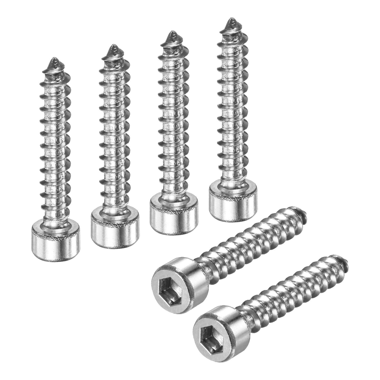 M METERXITY Paquete de 100 tornillos de cabeza hueca hexagonal, pernos de acero inoxidable M5 x 30 mm, tornillos autorroscantes de rosca completa para muebles, maquinaria, aparatos eléctricos