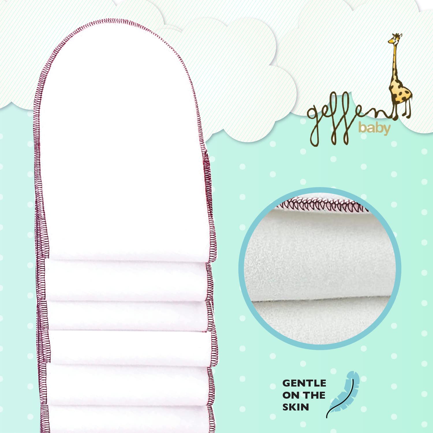 Geffen Baby Super Absorbers Plus Cloth Diaper Inserts, Reusable Liners for Baby Diapers, Booster Pads for Overnight Bedwetting, Nap Time, or Day Time Heavy Wetters, 5 Layer Absorbent Insert, 6 Pack