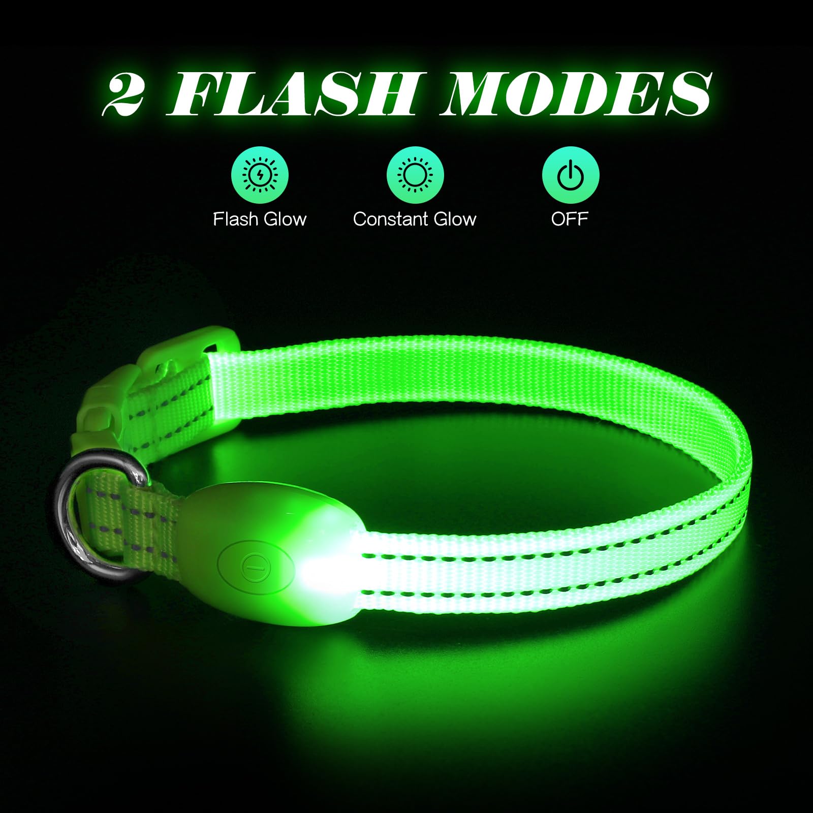 Clan_X cane collare, USB ricaricabile illuminazione LED per cani, Glow in Dark, riflettente collari Keep your Pets visibile & Safe, XS (8.5-11.8inch/21.5-29.9cm), Verde fluorescente