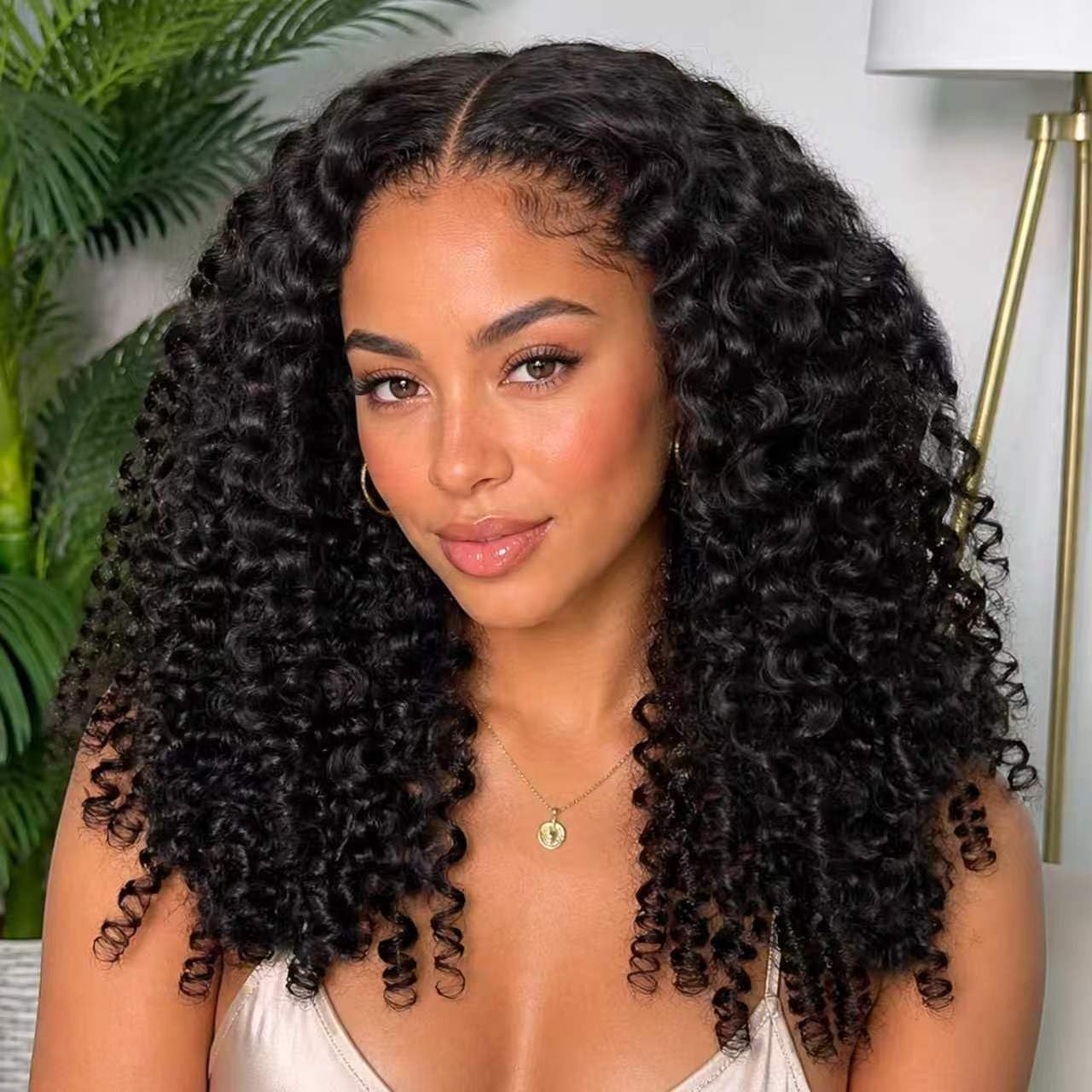 18A V Part Wig Human Hair Burmese Curly Upgrade U Part Human Hair Wig With Adjustable Drawstring 100% Raw Indian Glueless V Shape Clip In Half Wig Natural Color Beginner Friendly 28 Inch