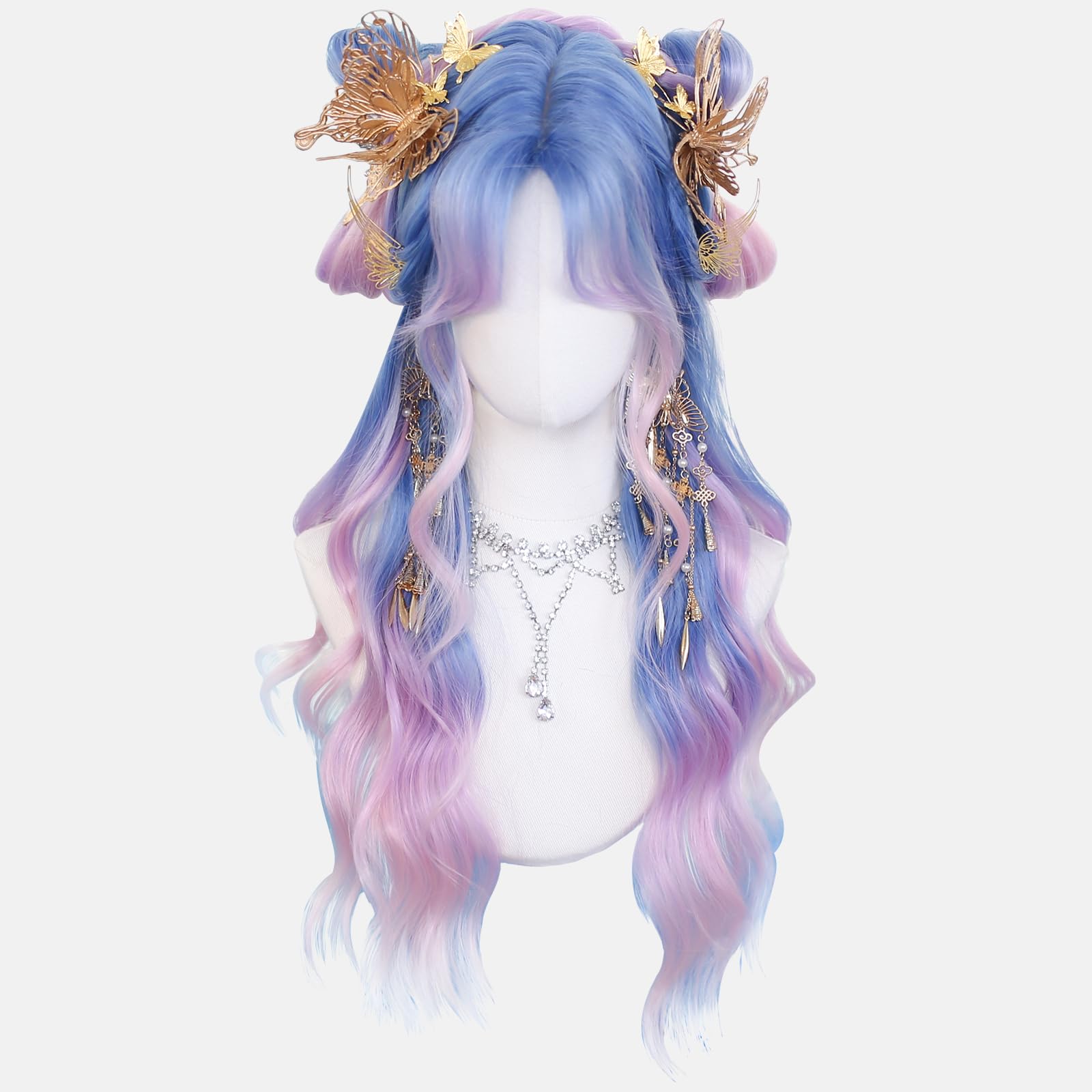KORURACLUB gradient Wigs cosplay Wig pink and lolita wigs anime wig halloween Wigs for women (No accessories included) (): Aurora Blue-Pink