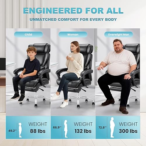 Miniatura 4 de Silla de oficina ejecutiva con reposapiés, silla de escritorio ergonómica con respaldo alto, silla de computadora con reposacabezas ajustable,