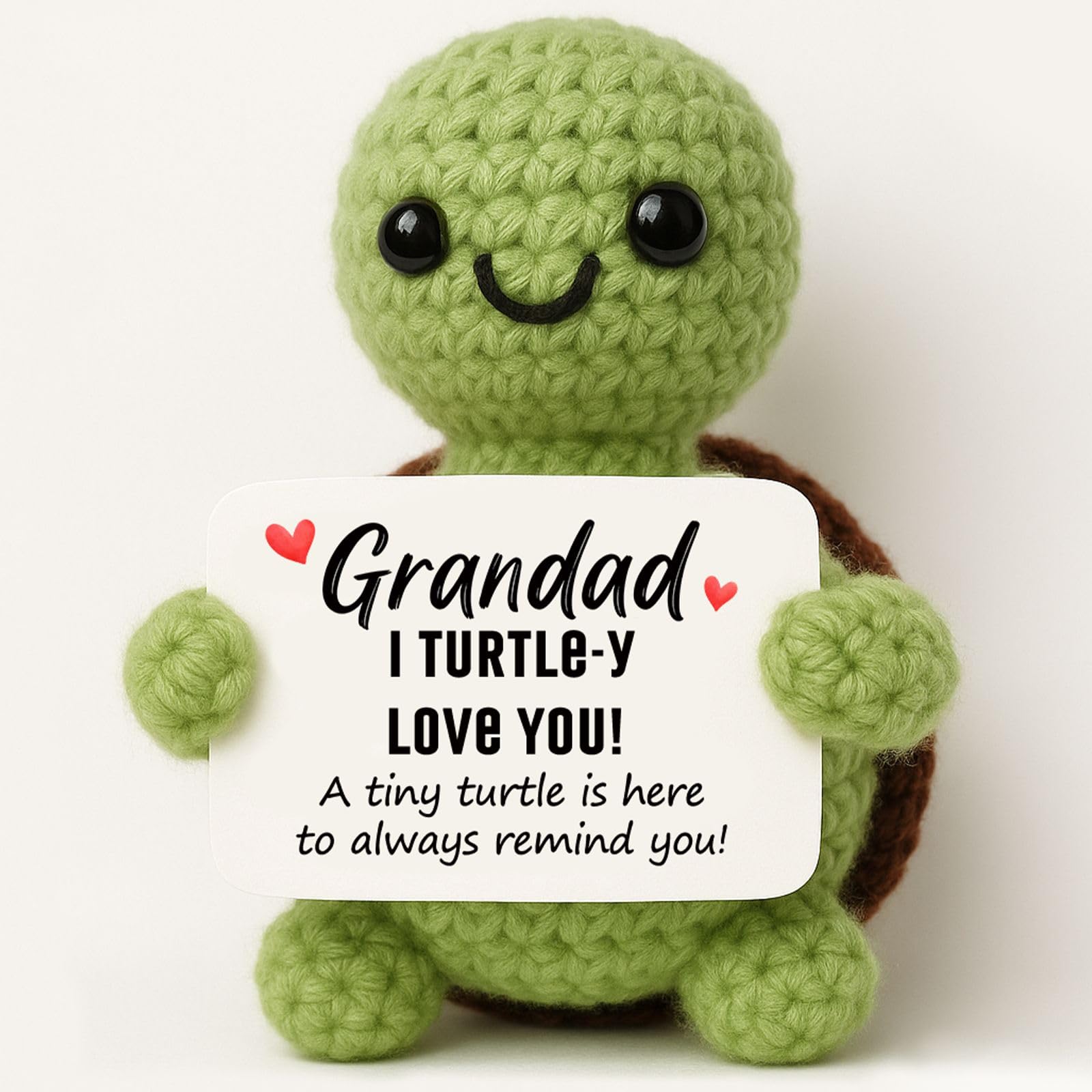 Tixlux Grandad Gifts, Handmade Crochet Positive Turtle, Grandfather Birthday Gifts, Good Luck | Emotional Support | Christmas | Birthday Present
