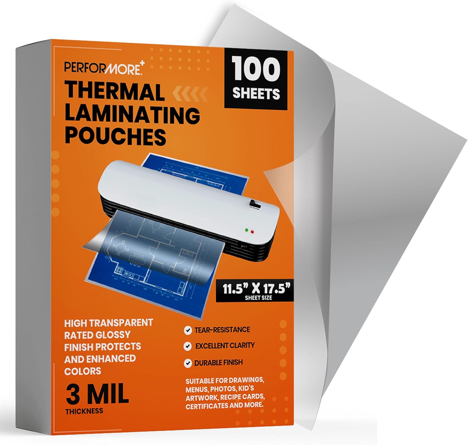 Performore Laminating Pouch Film High Transparent, 3.5