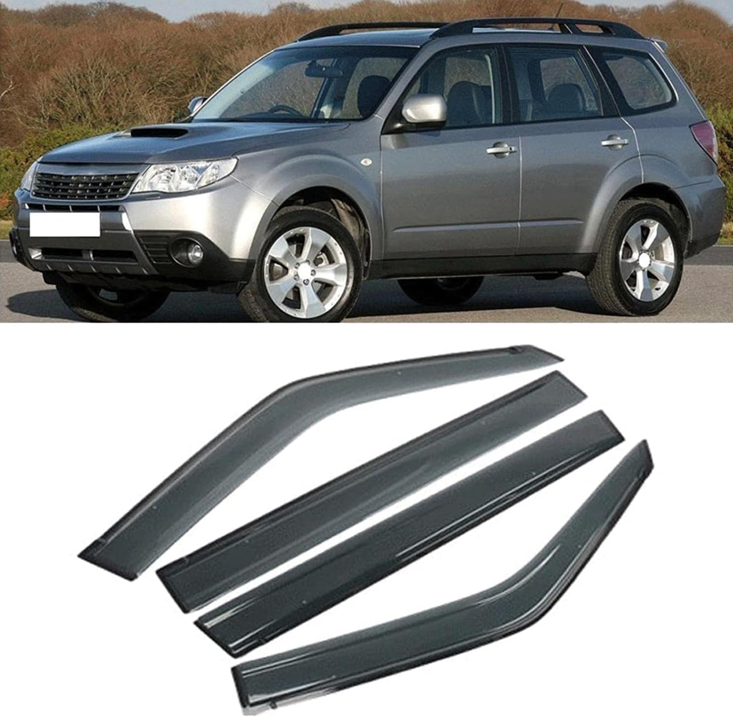 liufangfc Wind Deflectors for Subaru Forester 2009-2012 – 4pc Tape-On Smoked Visors, Weatherproof, Anti-Salt/Snow, Low-Noise
