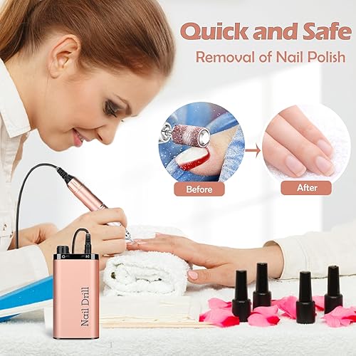 Miniatura 6 de Huhubol Taladro de uñas profesional 35000 rpm lima de uñas eléctrica recargable para uñas acrílicas manicurapedicura pulido cutícula lima E portátil