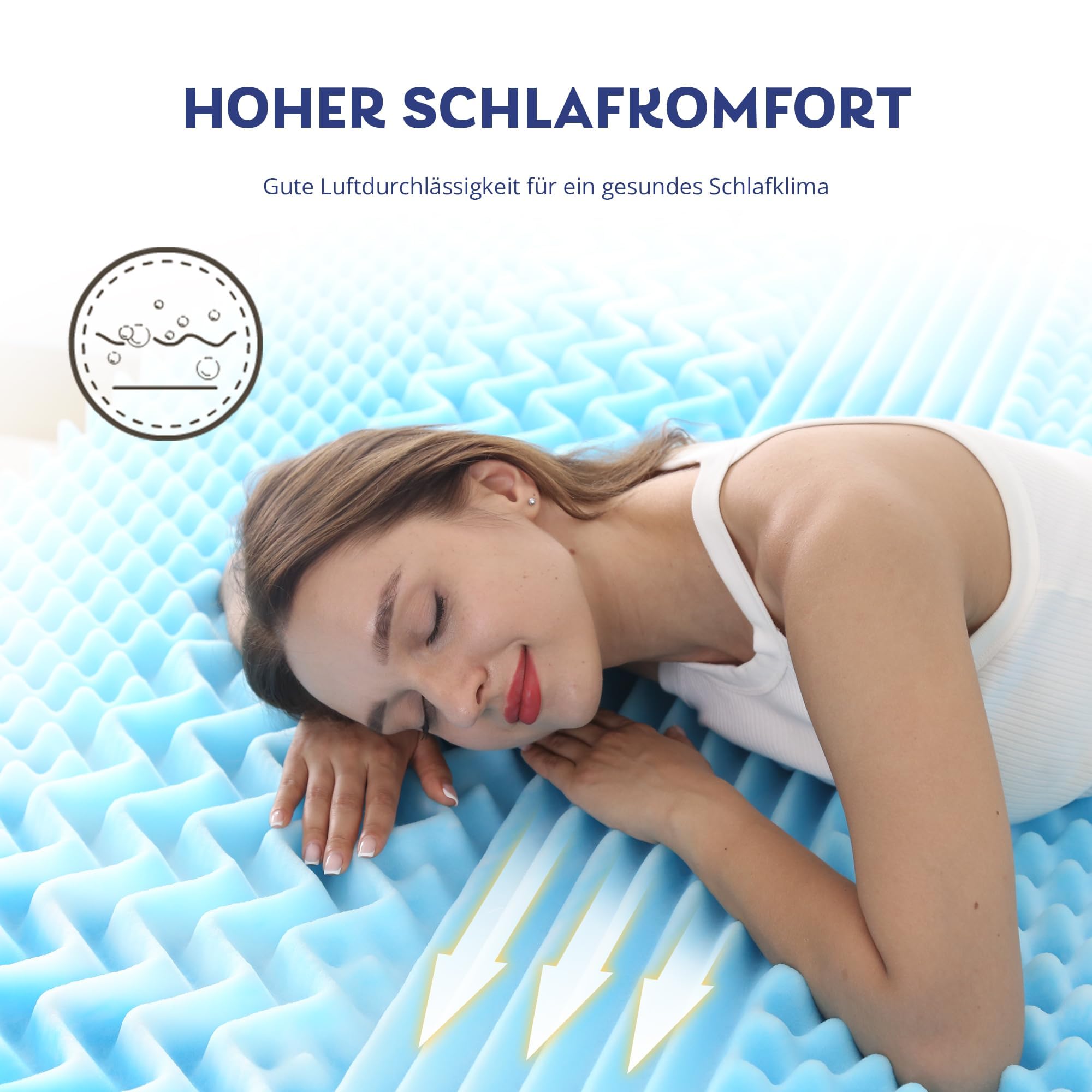 EGO HOME Topper 90 x 190 cm, 7 cm height, 7 zones, foam mattress topper