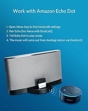INVERY DockLinQ Pro Bluetooth 5.0 جهاز استقبال محول لـ Bose Sounddock و 30 pin iPod iPhone Music Docking Station (ليس للسيارات)