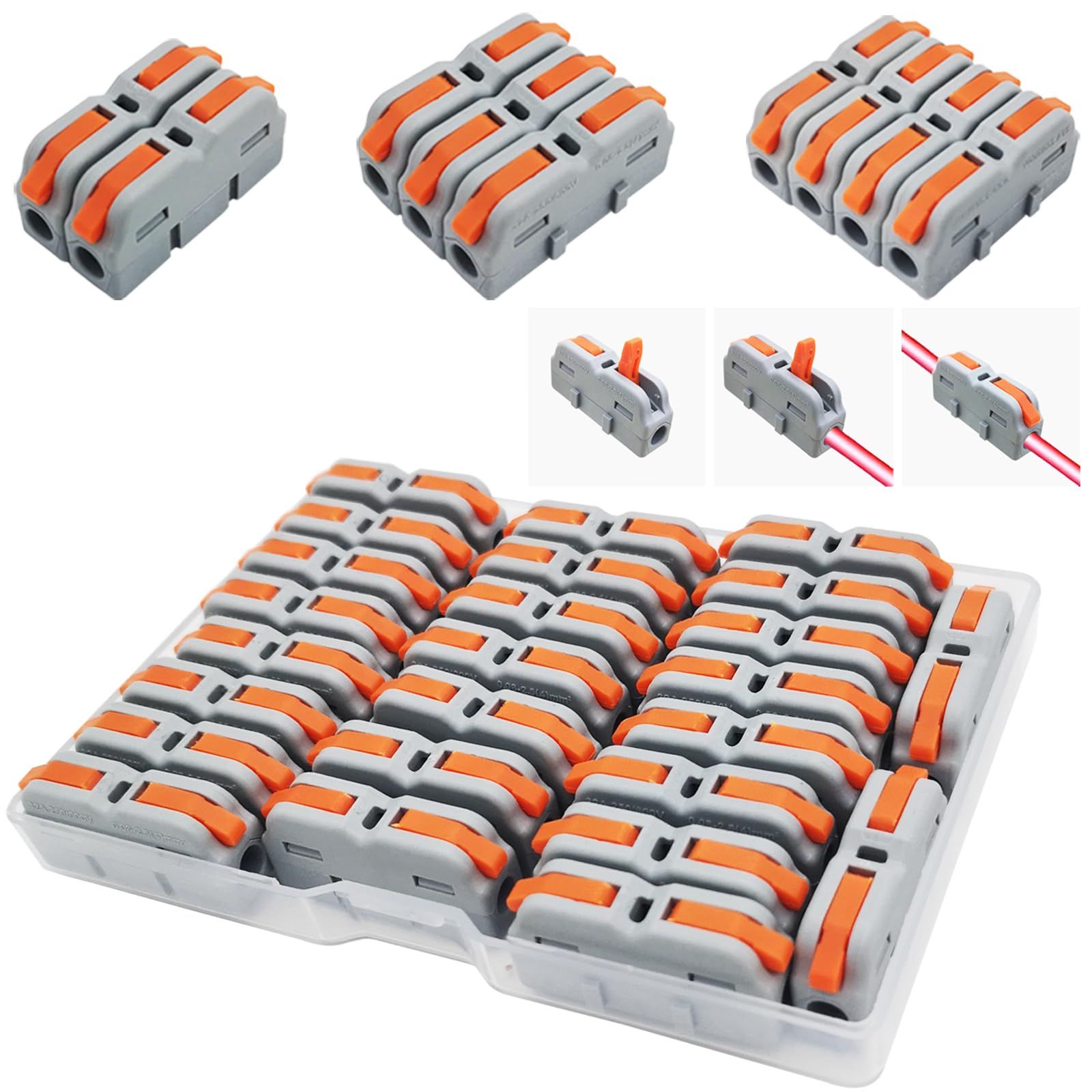 Kabelverbinder, CESFONJER SPL-1M Anschlussblöcke, Mini Schnellanschlussklemmen, Kompakt Steckklemmen, Können frei kombiniert Werden SPL-2M,3M,4M,5M (25 Stück)